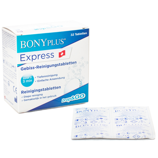 BONYPlus Express 32 Reinigungstabletten Box und Blister