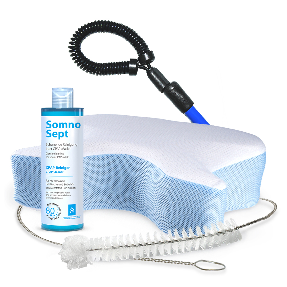 SomniShop Allrounder-setti, uniapneatyyny, cpap tyyny, cpap puhdistus, cpap hoito, cpap hygienia, cpap tyyny kokemuksia, paras tyyny uniapnea, tyyny