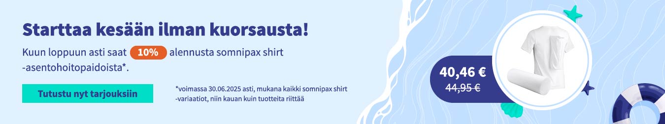 Kampanja Kesä ilman kuorsausta somnipax-paidan avulla 5