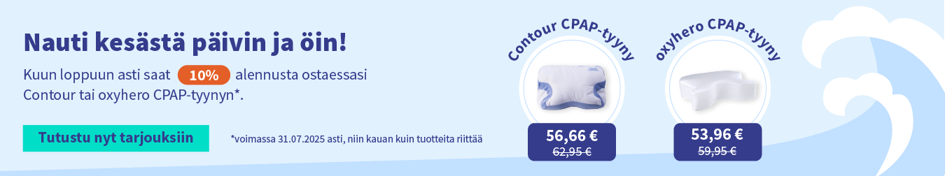 Kampanja alennusta ostaessasi Contour tai oxyhero CPAP-tyynyn