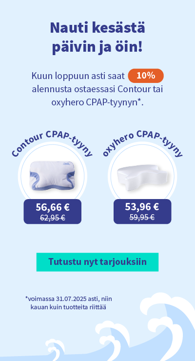Kampanja alennusta ostaessasi Contour tai oxyhero CPAP-tyynyn
