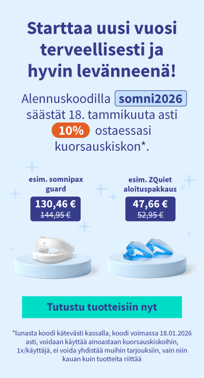 Alennuksella ostaessasi kuorsauskiskon 05