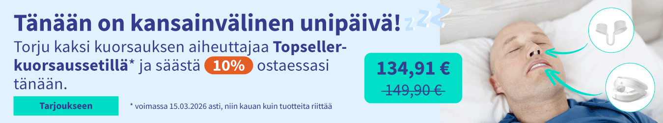 Alennusta aiheuttajaa Topseller-kuorsaussetillä 01