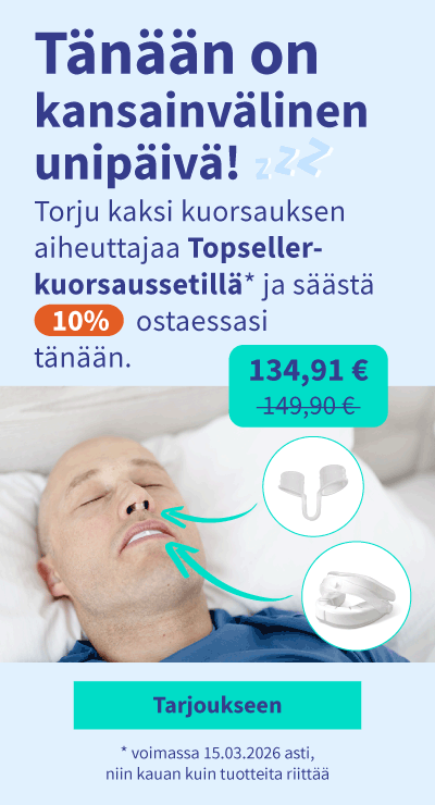 Alennusta aiheuttajaa Topseller-kuorsaussetillä 05