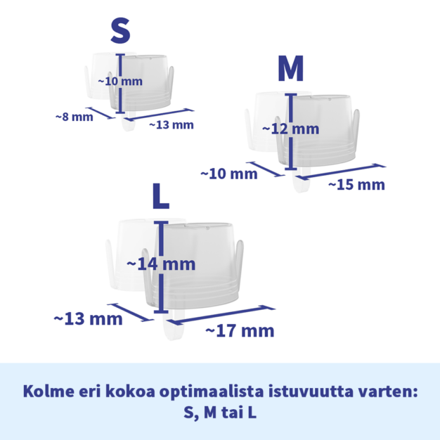 oxyhero push kolme eri kokoa optimaalista istuvuutta varten